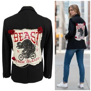 Upcycled Blazer Womens Size Medium Motorcycle Grunge Biker Punk Rock Artisan